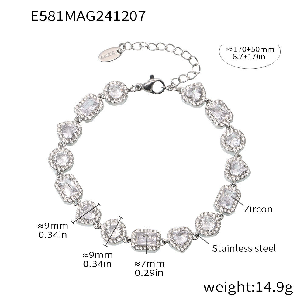 Women’s Geometric Zircon Stainless Steel Bracelet