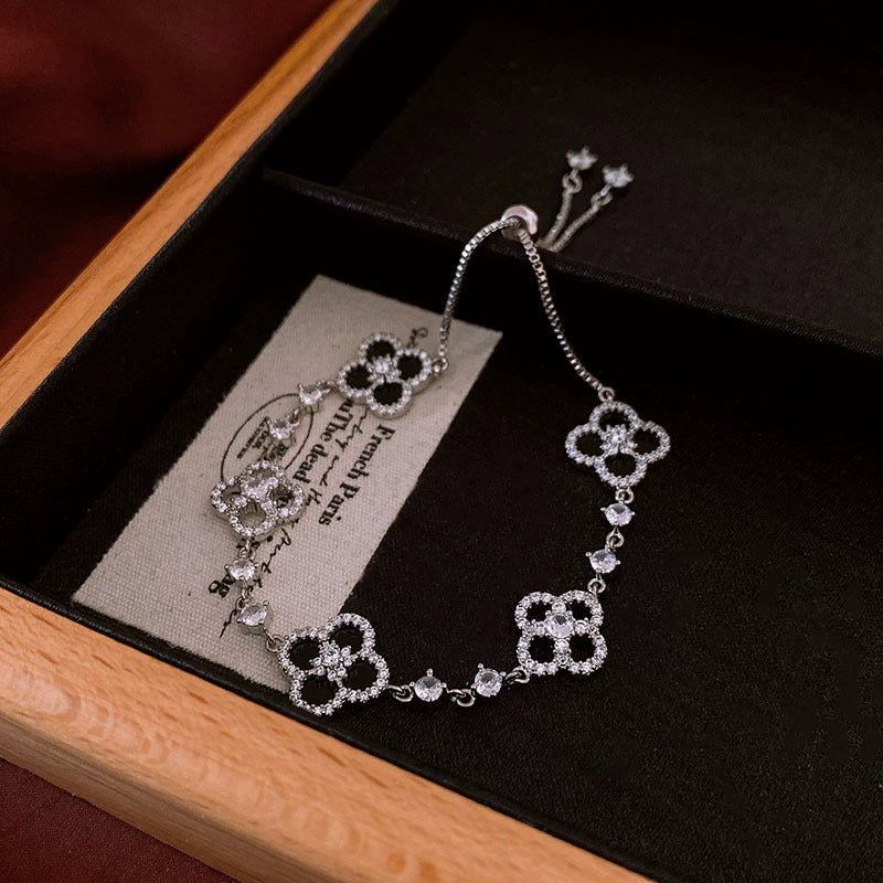 Sweet Sakura Leaves Bracelet – Alloy & Micro Zircon