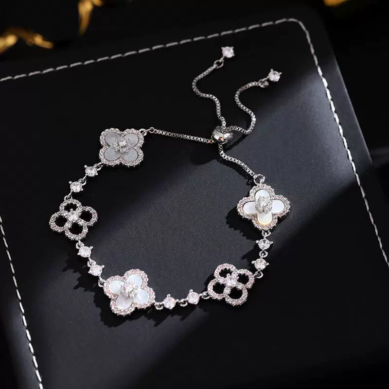 Sweet Sakura Leaves Bracelet – Alloy & Micro Zircon