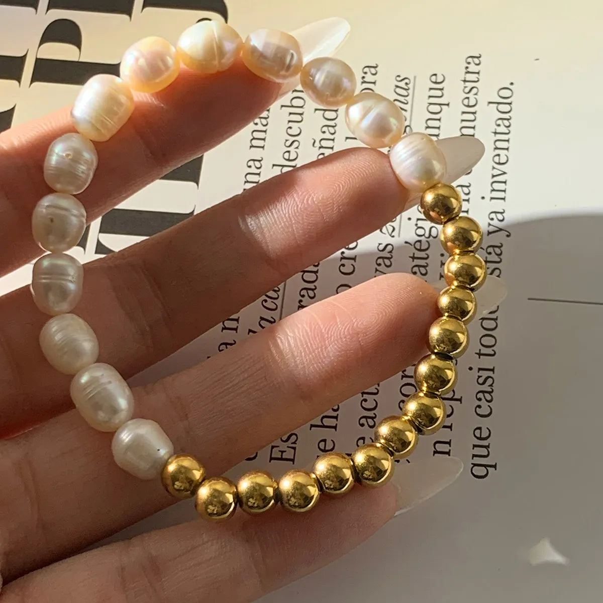 Natural freshwater pearl love zircon bracelet