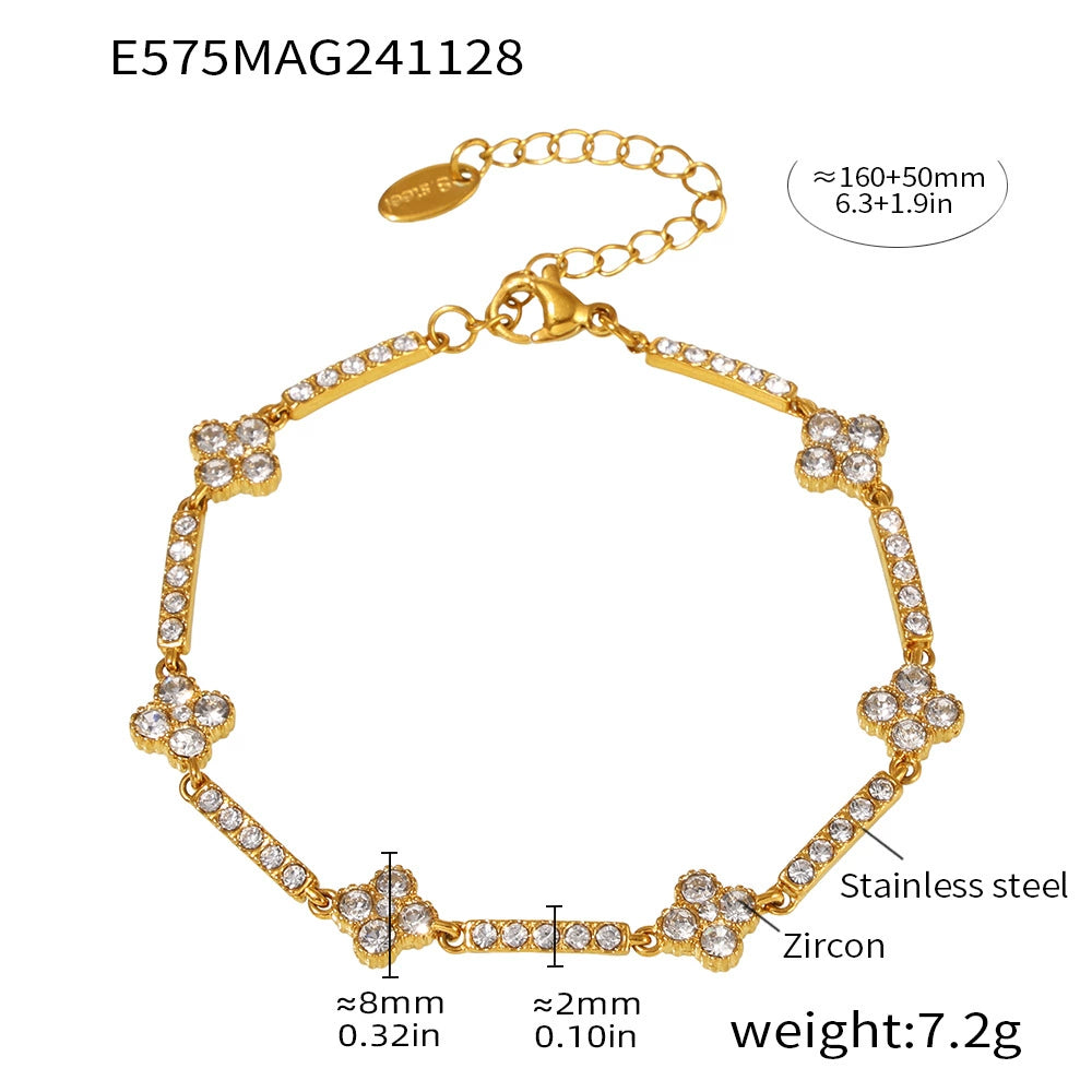 Women’s Geometric Zircon Stainless Steel Bracelet