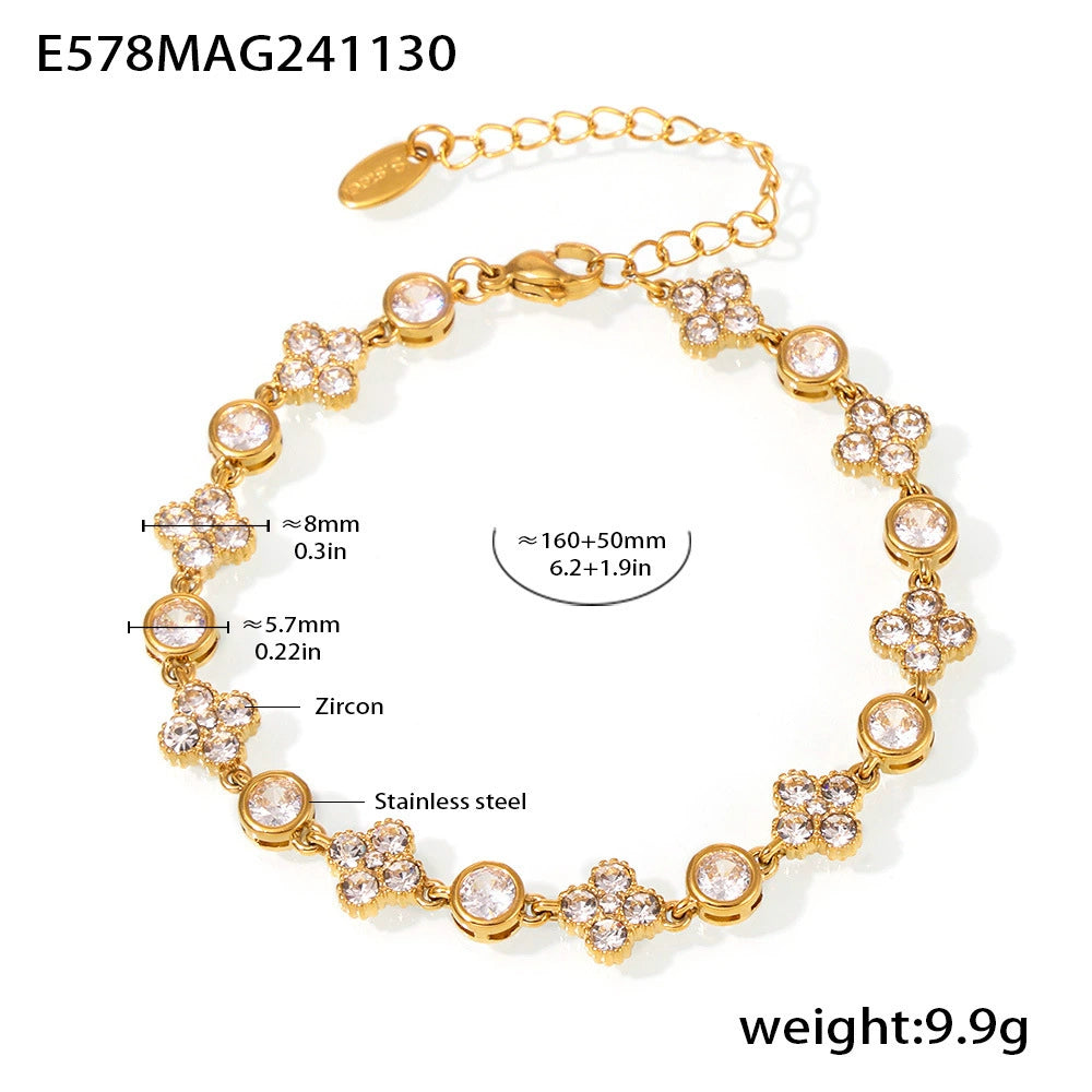 Women’s Geometric Zircon Stainless Steel Bracelet