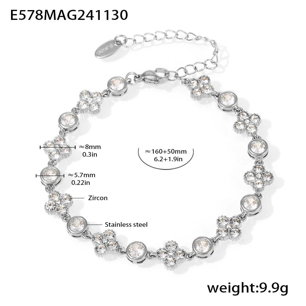 Women’s Geometric Zircon Stainless Steel Bracelet