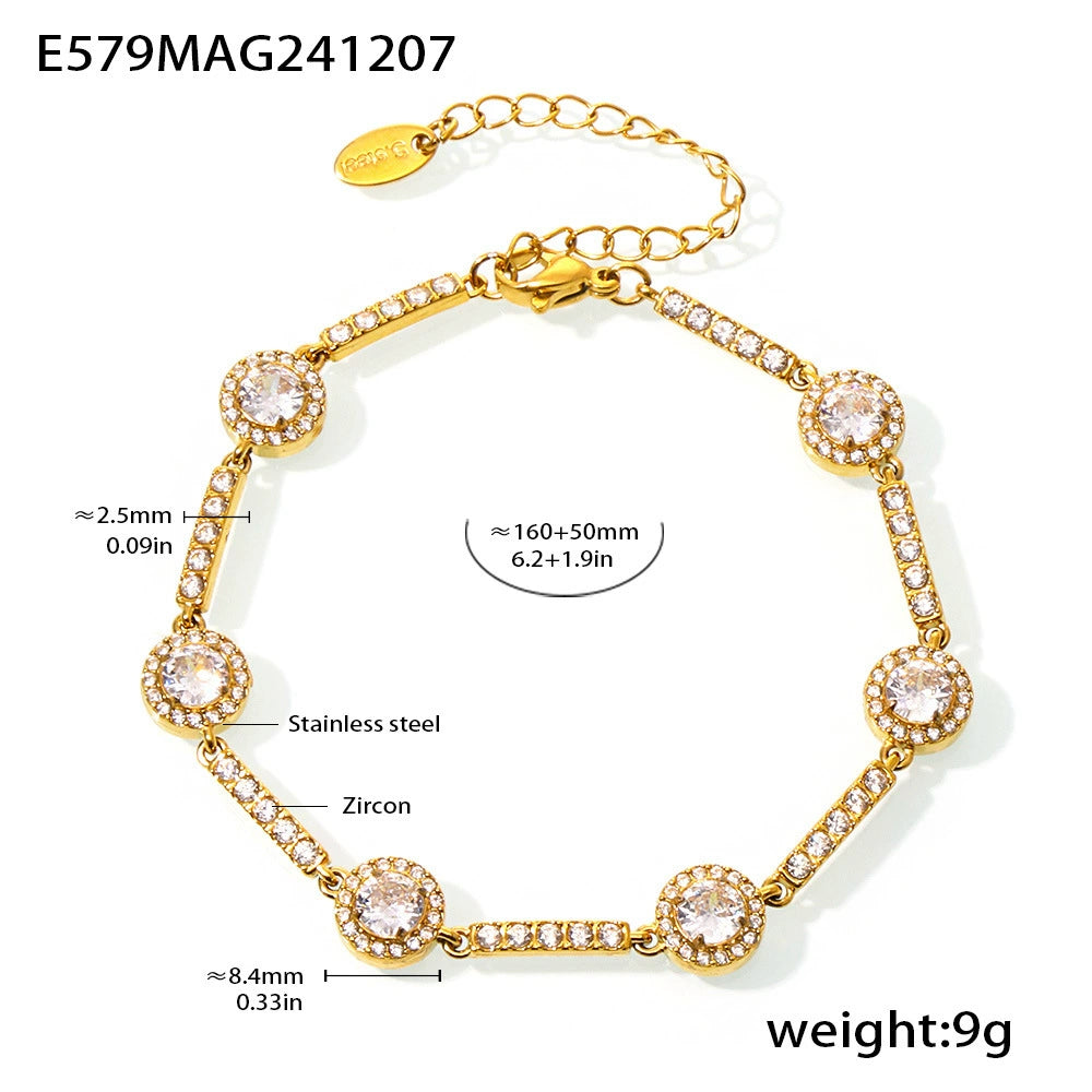 Women’s Geometric Zircon Stainless Steel Bracelet