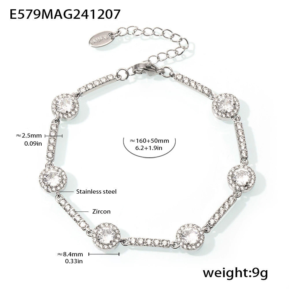 Women’s Geometric Zircon Stainless Steel Bracelet