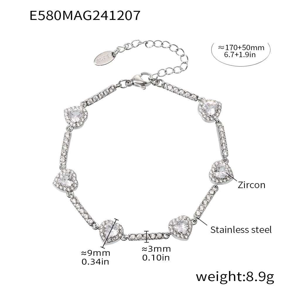 Women’s Geometric Zircon Stainless Steel Bracelet