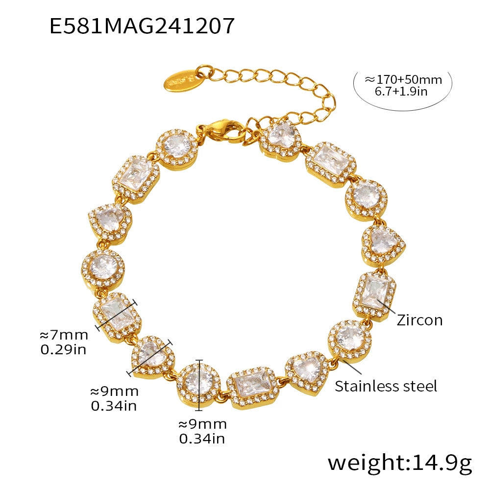 Women’s Geometric Zircon Stainless Steel Bracelet