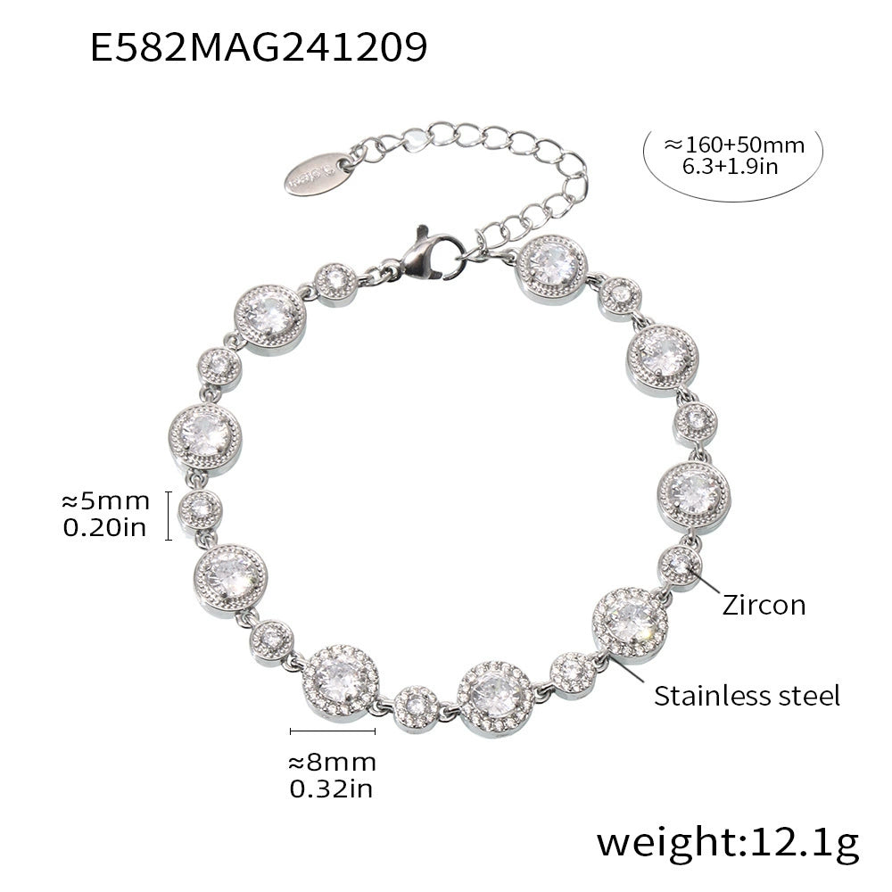 Women’s Geometric Zircon Stainless Steel Bracelet
