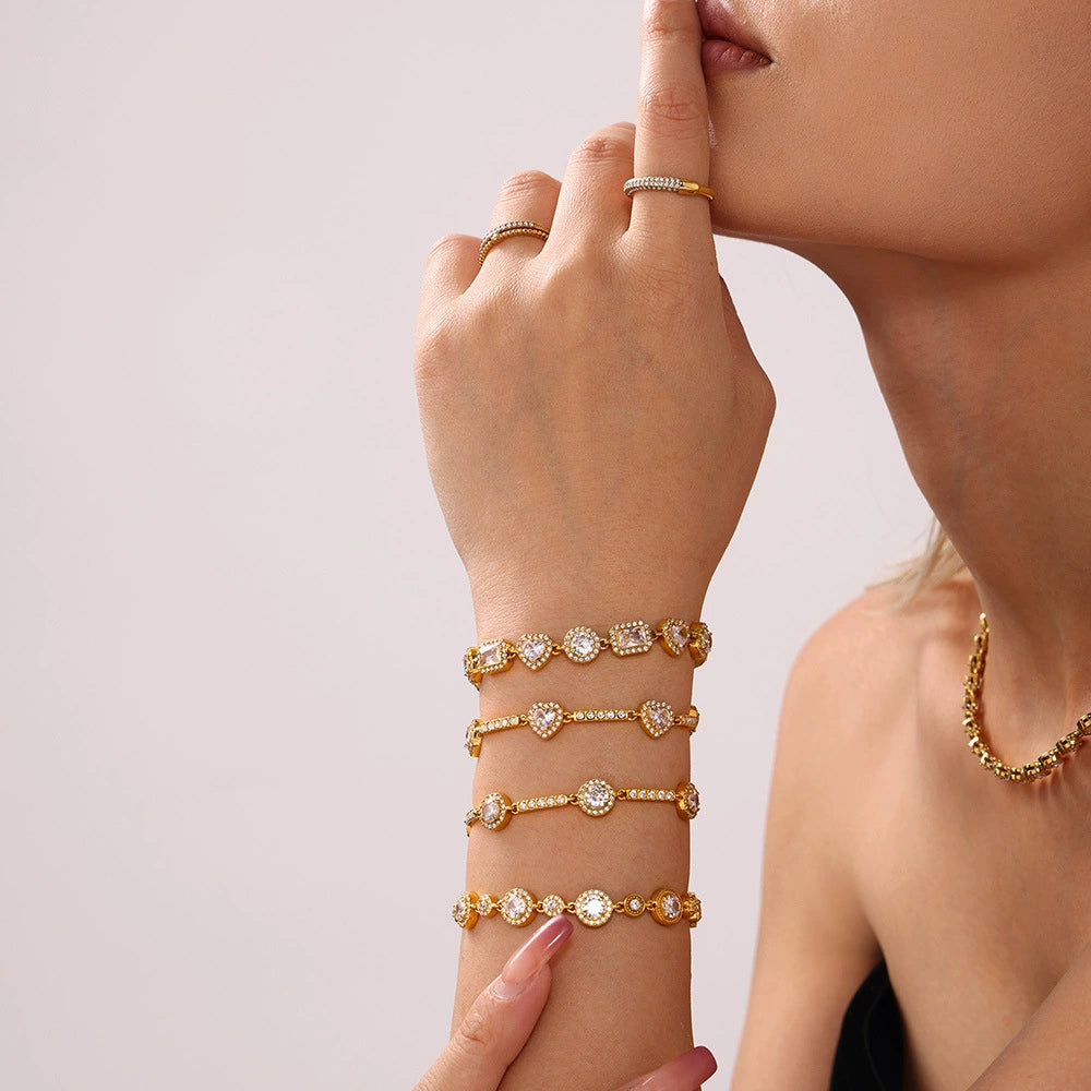 Women’s Geometric Zircon Stainless Steel Bracelet