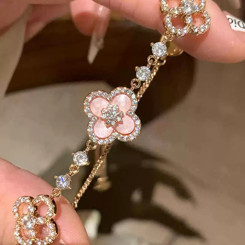 Sweet Sakura Leaves Bracelet – Alloy & Micro Zircon