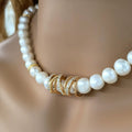 Sterling Silver Natural Freshwater Pearl Geometric Clavicle Necklace