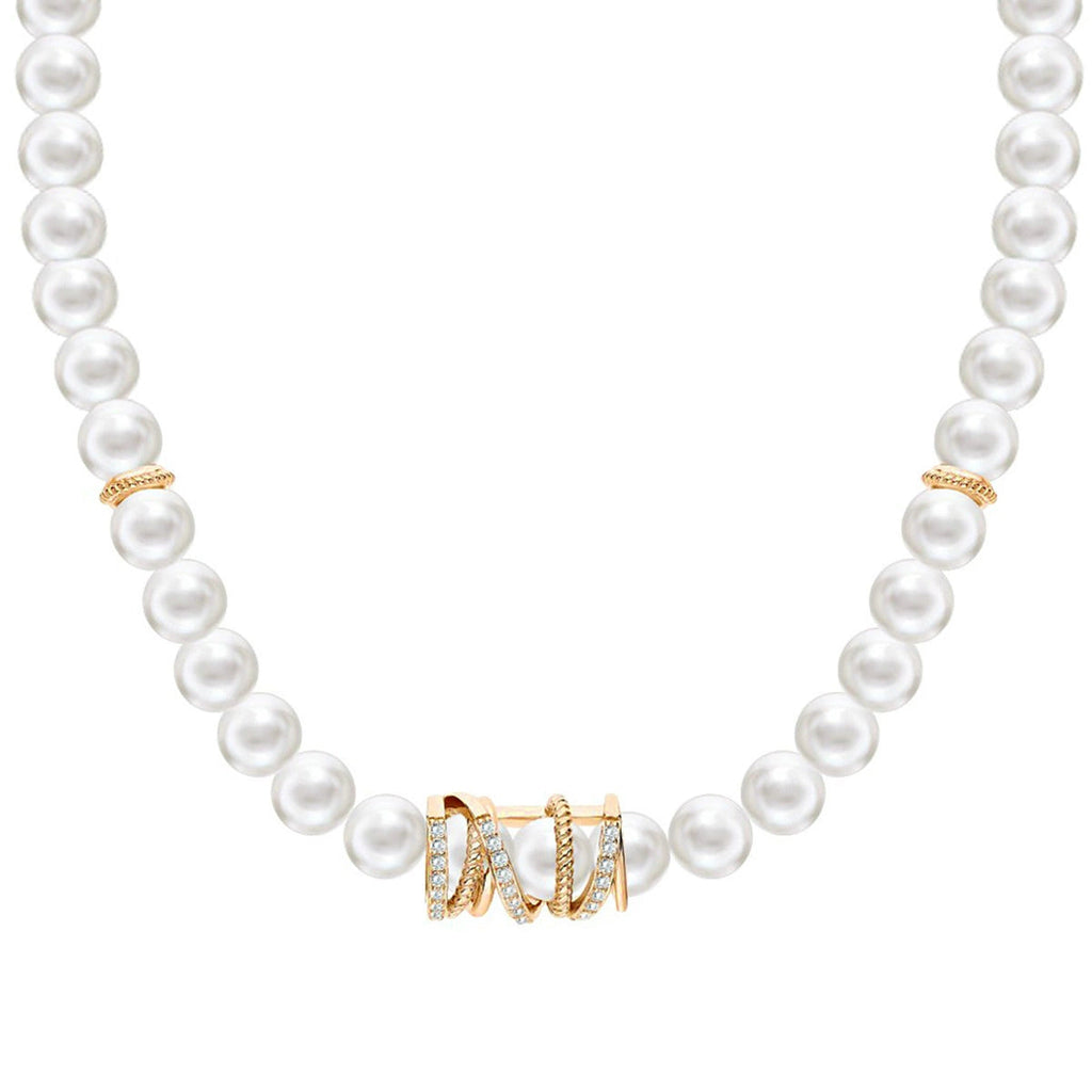 Sterling Silver Natural Freshwater Pearl Geometric Clavicle Necklace