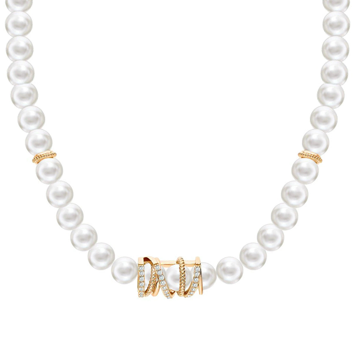 Sterling Silver Natural Freshwater Pearl Geometric Clavicle Necklace