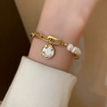 Women's Copper Geometric Freshwater Pearl Bracelet