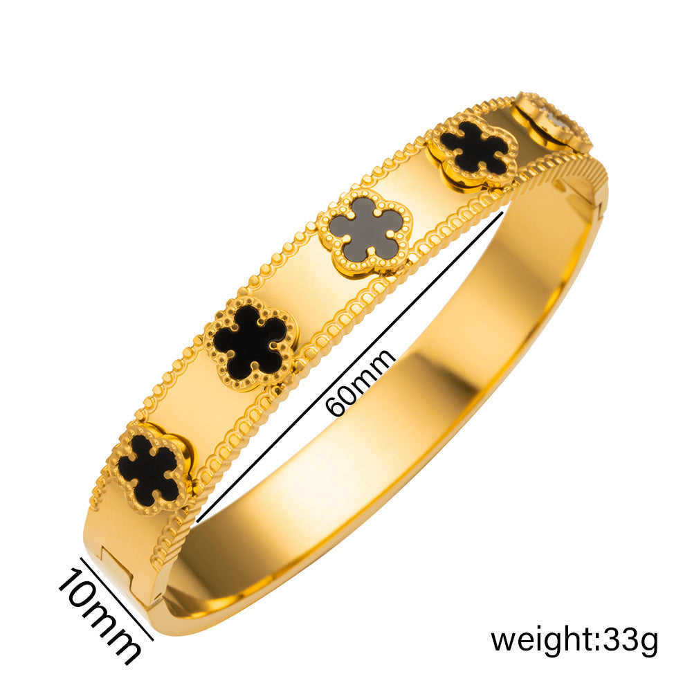 Ellipse Stainless Steel Bangle – 18K Gold Plated