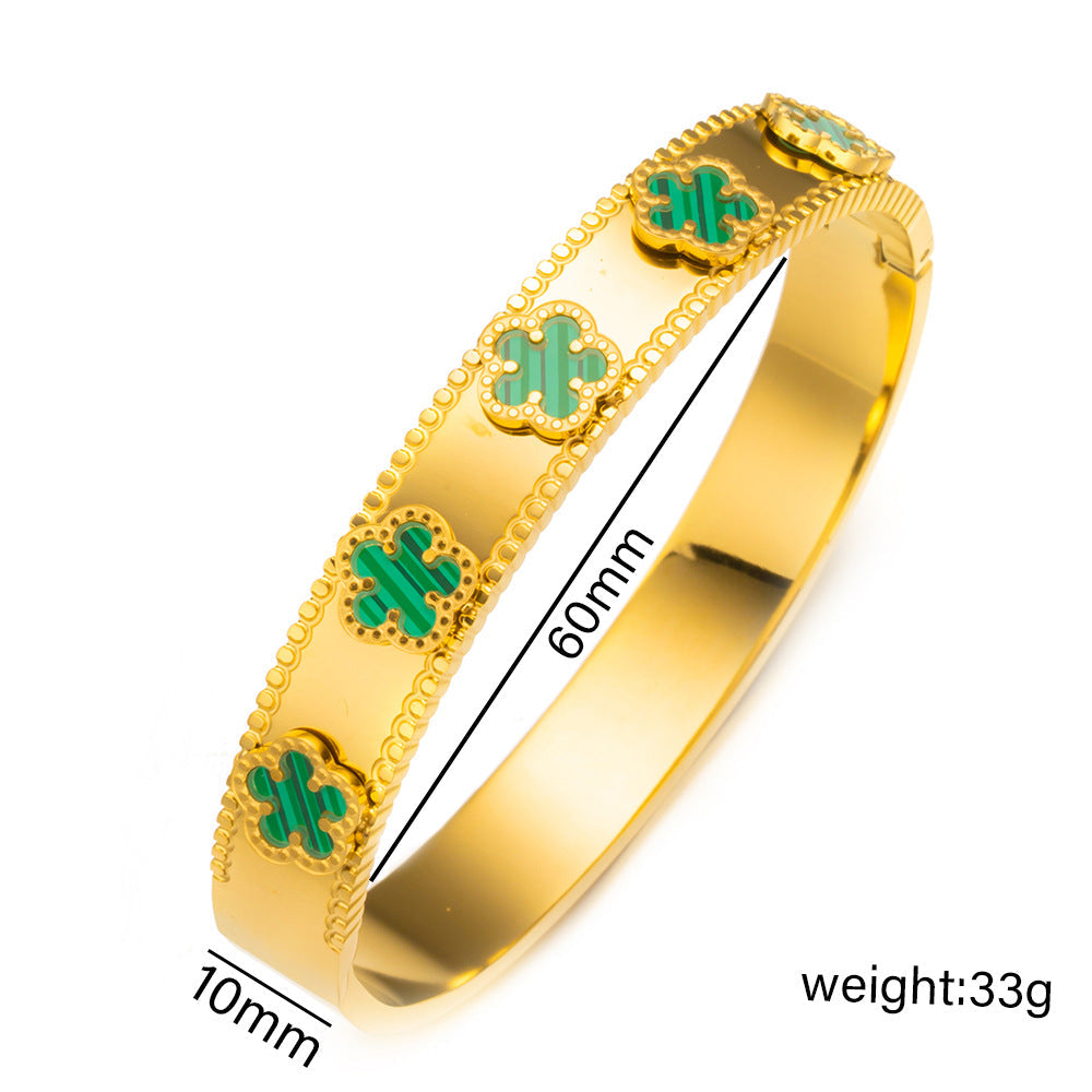 Ellipse Stainless Steel Bangle – 18K Gold Plated