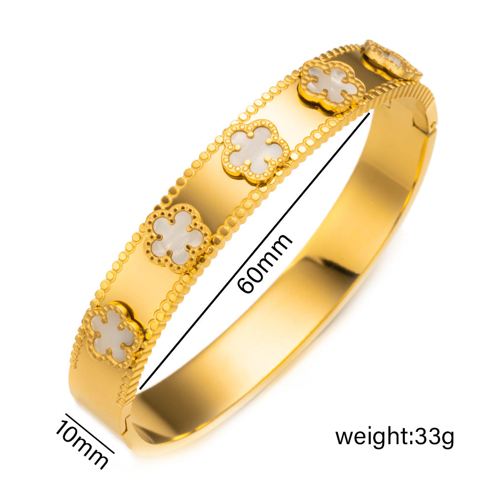 Ellipse Stainless Steel Bangle – 18K Gold Plated