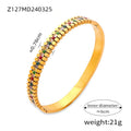 316L Stainless Steel Geometric Retro Bracelet – 18K Gold Plated with Colored Diamond