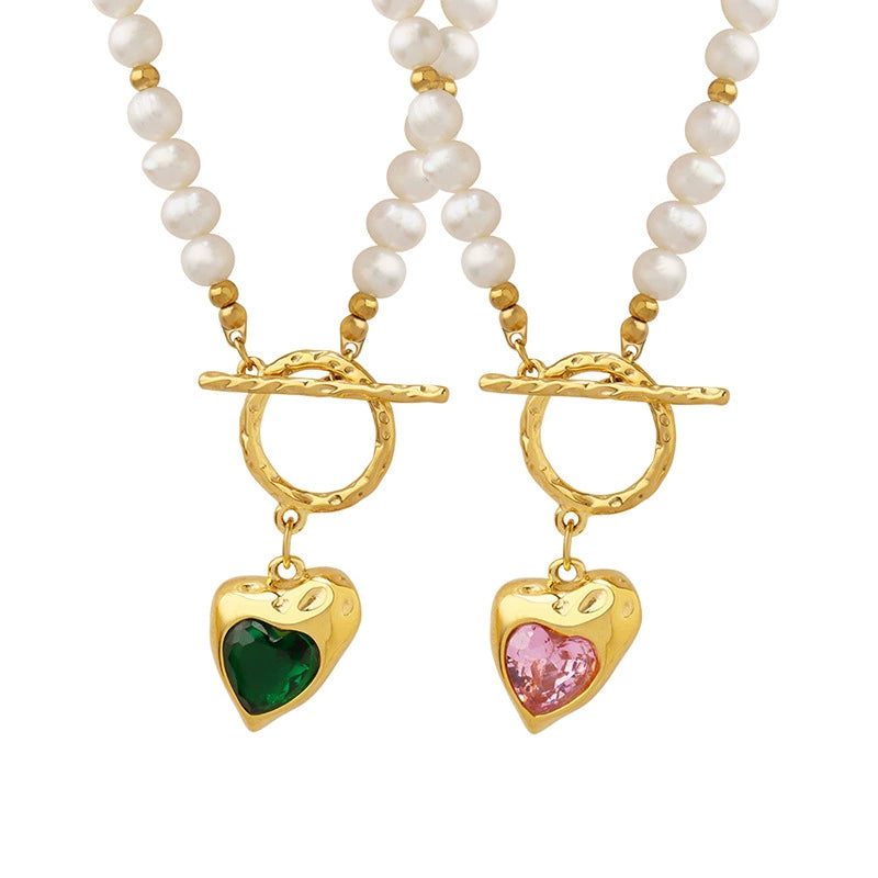 Women’s Light Luxury Geometric Heart Zircon Pendant Necklace