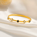Light Luxury Geometric Four-Leaf Flower Titanium Steel 18K Gold-Plated Bracelet