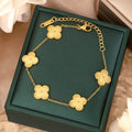 Titanium Steel Geometric Four-Leaf Clover Electroplated Non-Fading Bracelet
