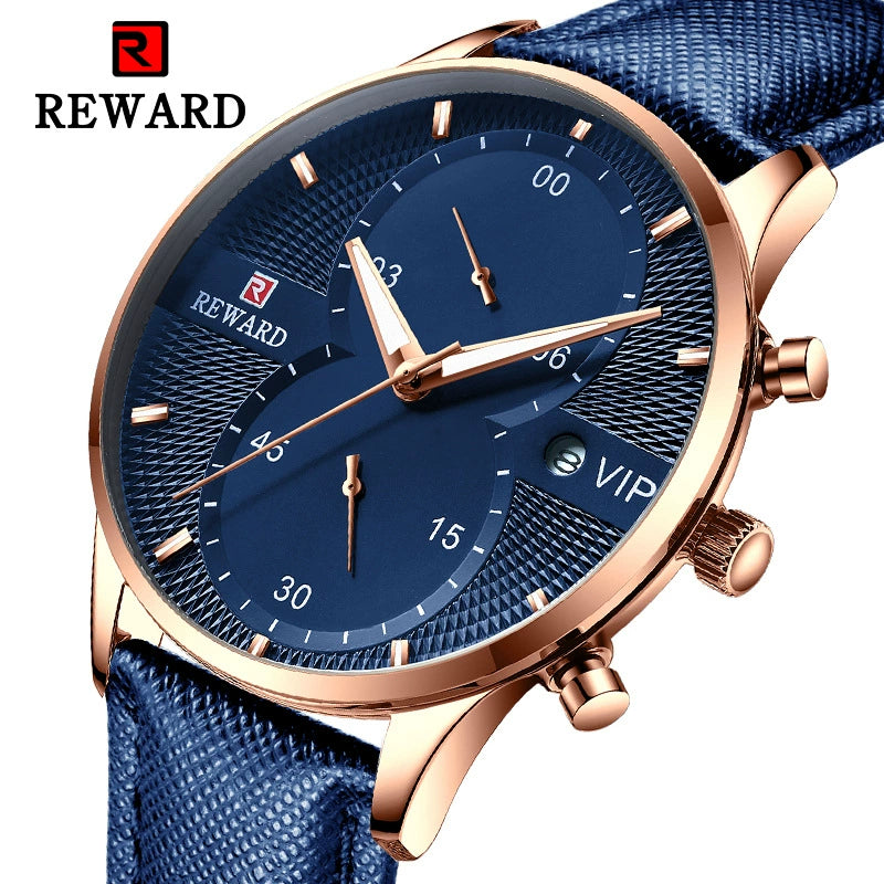 Luxury Men’s Waterproof Business & Leisure Watch with Genuine Leather Strap