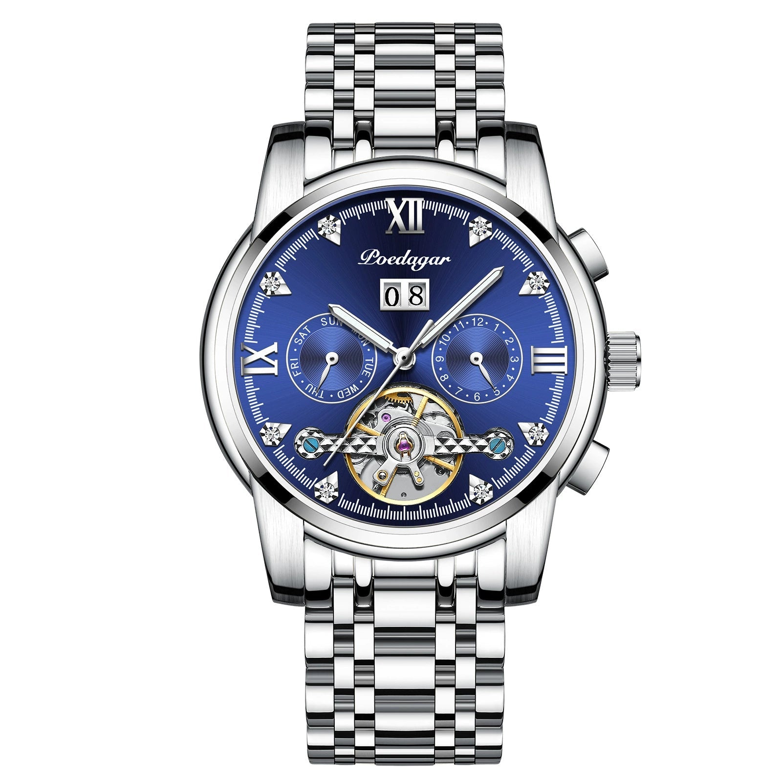 Men’s Automatic Mechanical Watch – Stainless Steel Band with Sapphire Crystal | Business Style