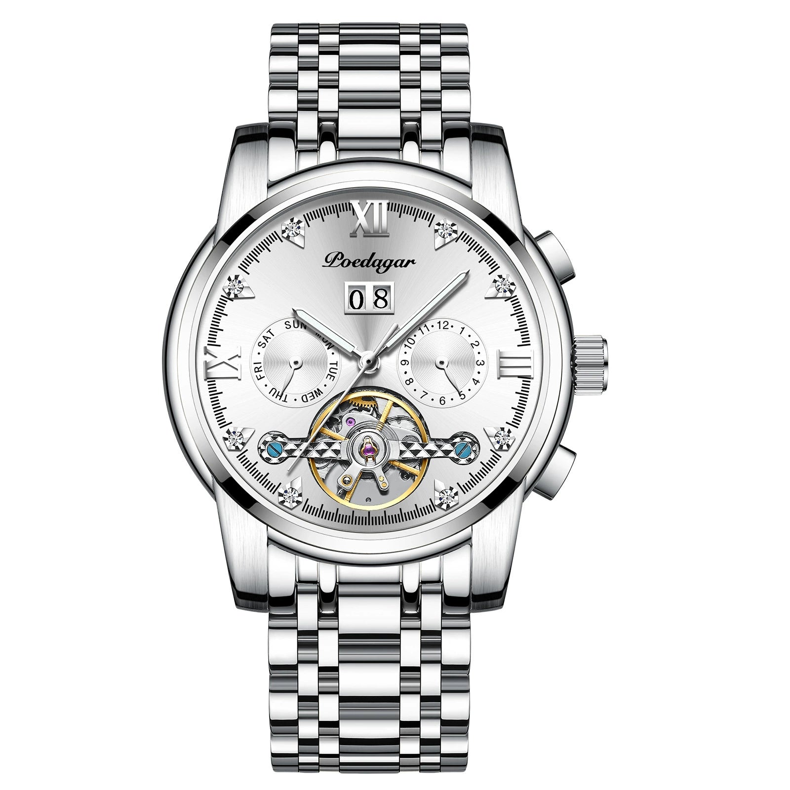 Men’s Automatic Mechanical Watch – Stainless Steel Band with Sapphire Crystal | Business Style