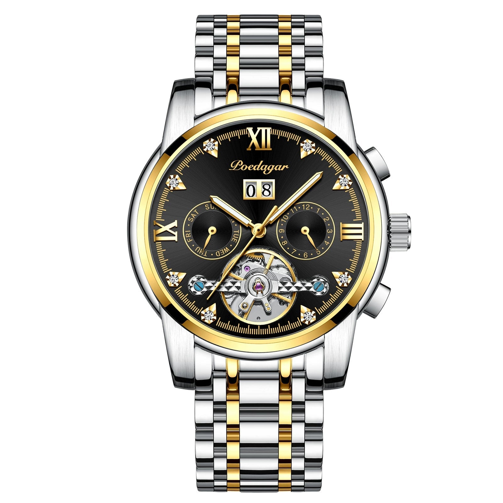Men’s Automatic Mechanical Watch – Stainless Steel Band with Sapphire Crystal | Business Style