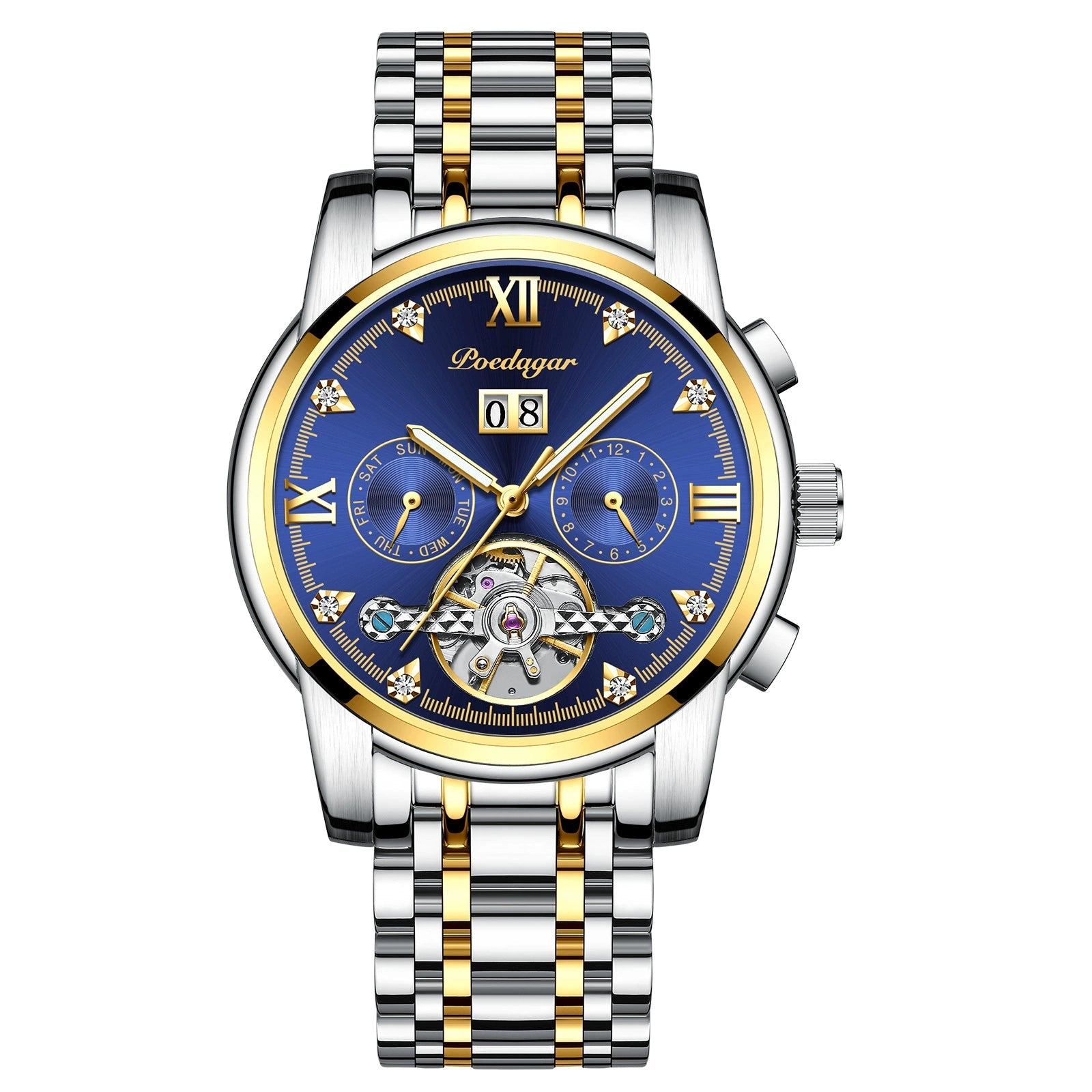 Men’s Automatic Mechanical Watch – Stainless Steel Band with Sapphire Crystal | Business Style
