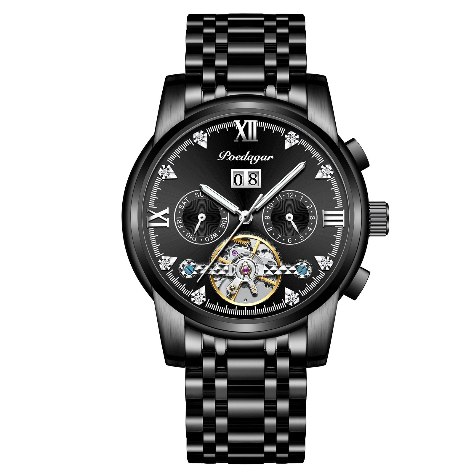 Men’s Automatic Mechanical Watch – Stainless Steel Band with Sapphire Crystal | Business Style