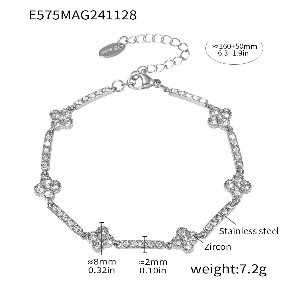Women’s Geometric Zircon Stainless Steel Bracelet